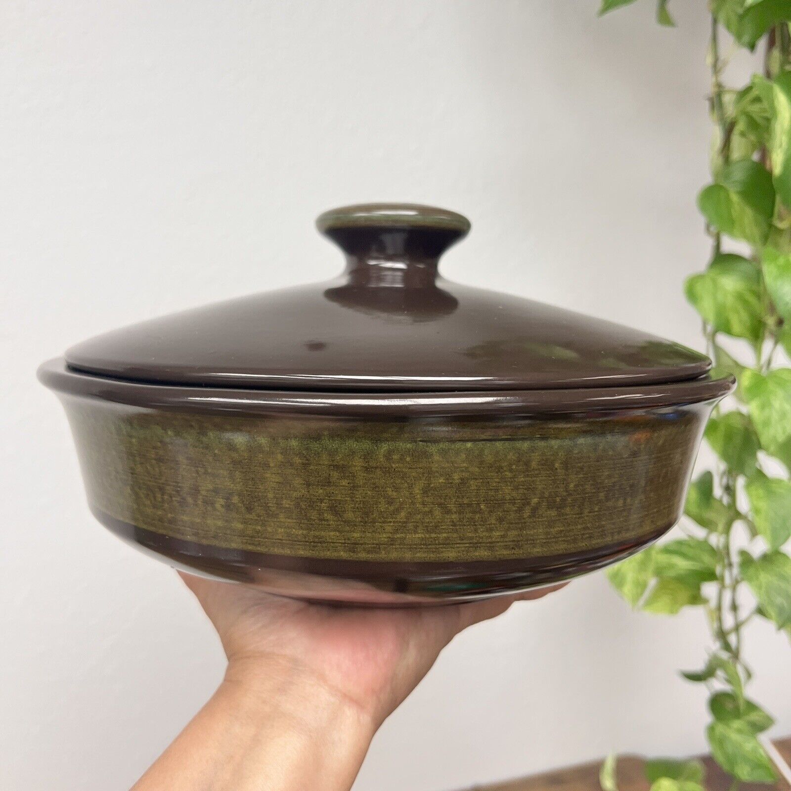 Franciscan Ware MADEIRA Covered Casserole Dutch Oven Brown Green Vintage