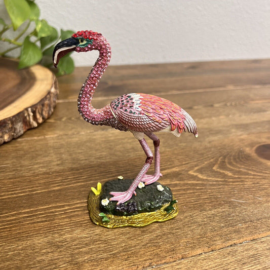 RUCINNI Flamingo Enameled SWAROVSKI CRYSTAL Studded Hinged TRINKET Box