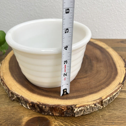 Vintage Small White Milk Glass Ribbed Mixing Bowl