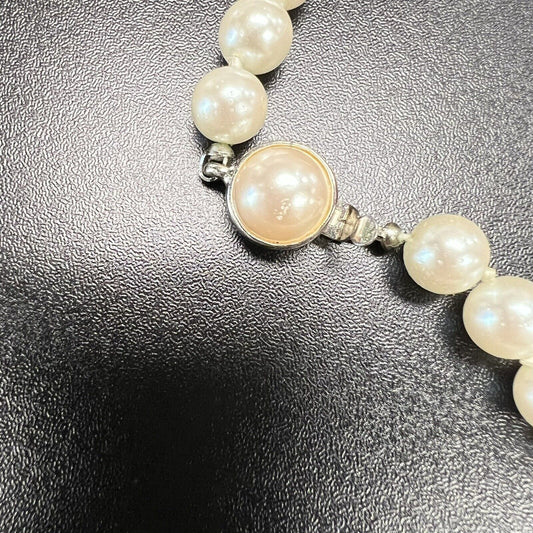 Vintage Carolee Mid Century Double Knotted Signed "Jackie O" Necklace Faux Pearl