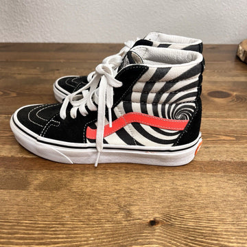 Vans UA SK8-Hi Skate Shoes Swirl Black Fiery Coral MN SZ M 4 Womens 5.5