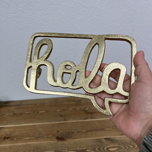 Hola Metal Sign Wall  Art  Hello Gold Color Home Decor