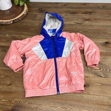 Adidas Toddler Hooded Track Jacket 18 - 24 Month Pink & Blue Girl Hoodie