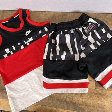 Nike Air Jordan Boys Shorts Set Red And Black Size Small