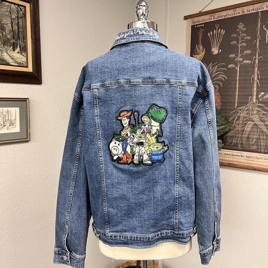 Disney Pixar Toy Story Denim Jacket Women’s Size Large Embroidered Patches