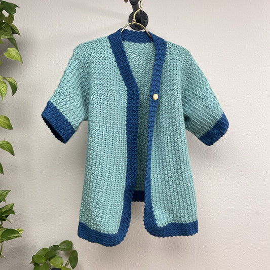 Handmade Granny Crochet Cardigan Open Front Women Small Jacket See Measurements