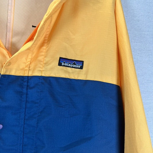 Patagonia Vintage Anorak Pullover Jacket XS Yellow Blue 1/2 Zip Hooded