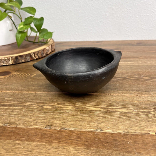 Vintage Hand Crafted Black Ceramic Rounded Bowl Replacement