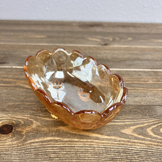 vintage carnival glass marigold Footed Scalloped Oval dish