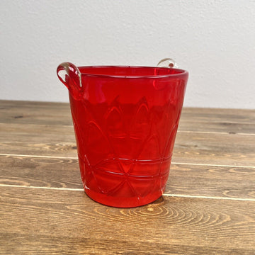 Unique Vintage Hand Blown Glass Ice Bucket - Red Ice Bucket