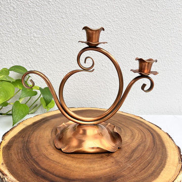 Gregorian USA Copper Candelabra 3 Arm Table Top Candle Holder Handmade Signed