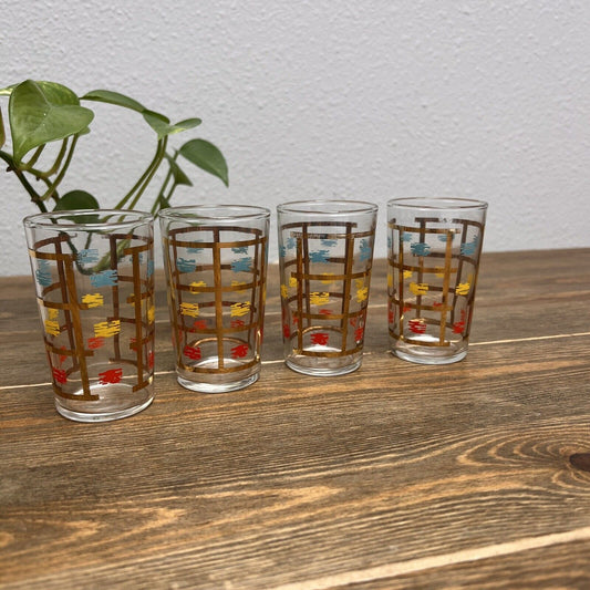 Vintage Federal Juice Glasses Set Of 4 Retro Home Decor