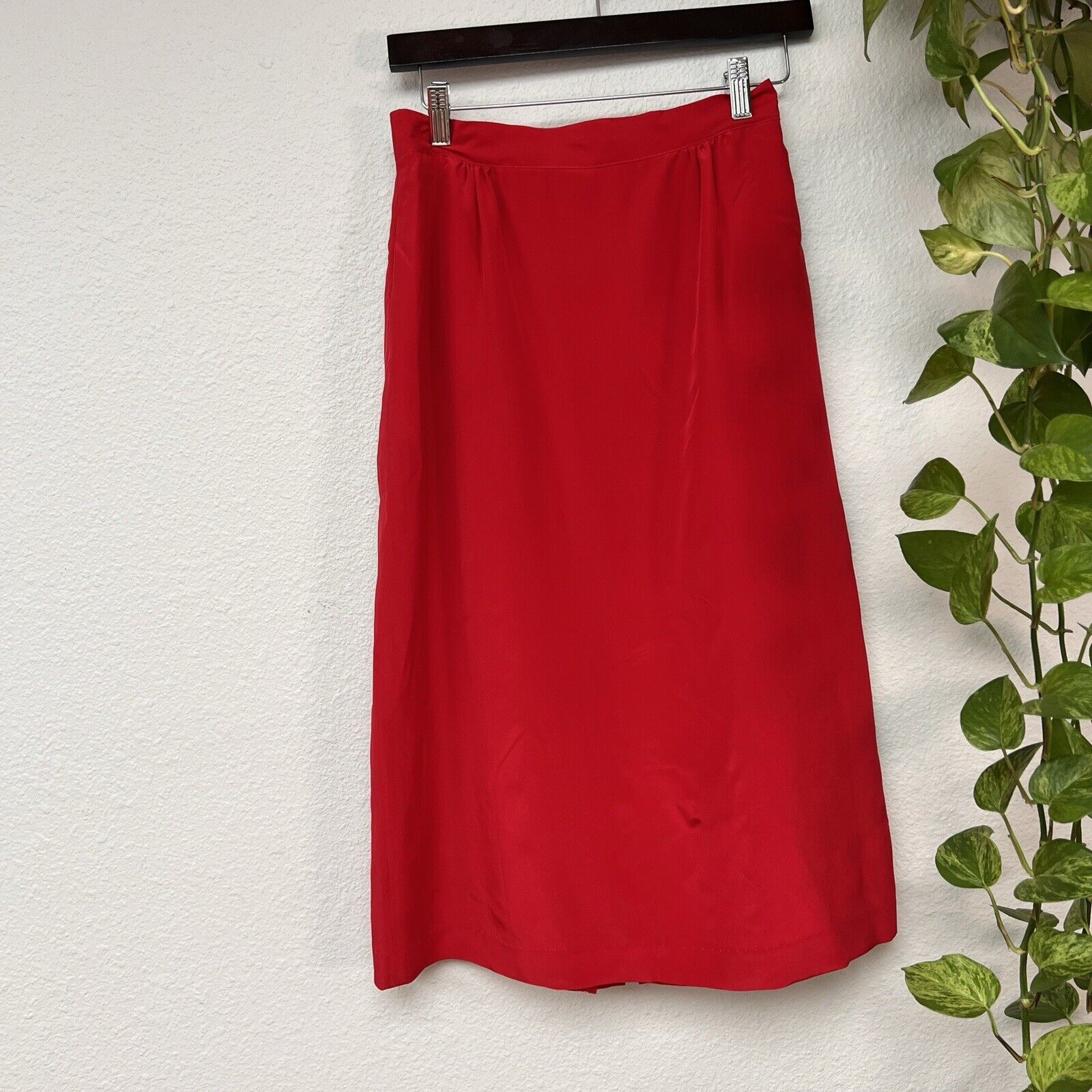 Vintage Orchid Size 9/10 Solid Red 100% Silk Women's Long Skirt