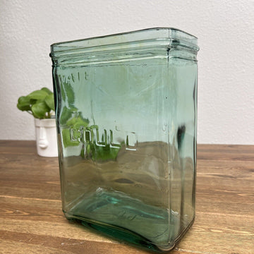 Antique Gould Aqua Blue Green Glass Battery Jar Farm House