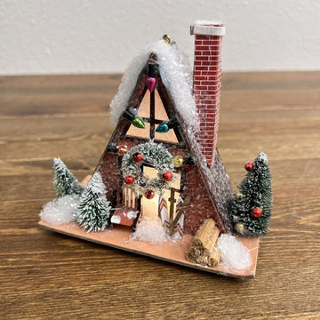 Anthropologie AFrame Cabin Ornament Light Up Abode House Ski Lodge Christmas