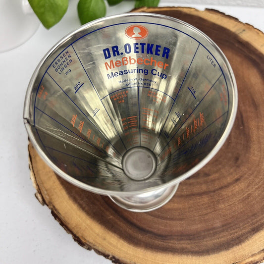 Vintage Dr. Oetker Measuring Cup German English Metal MeBbecher