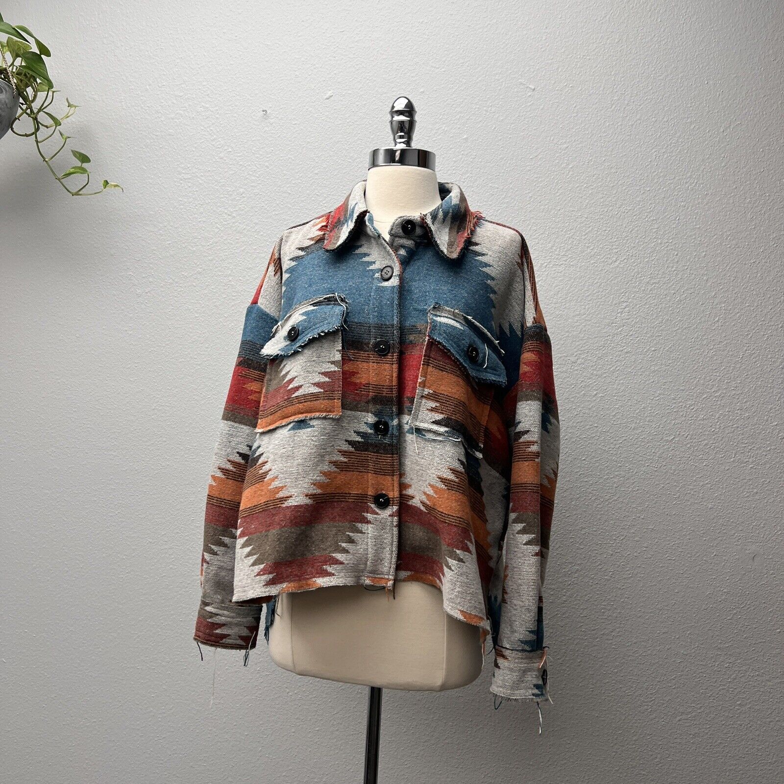 la miel small aztec shirt jacket flannel Size Small