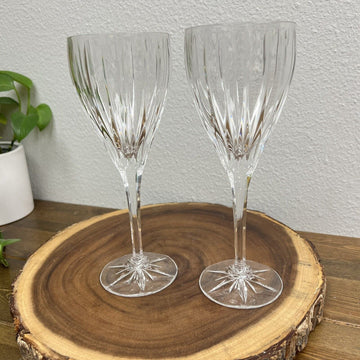 Vintage Clear Mikasa Crystal APOLLO Wine Goblets Set Of 2