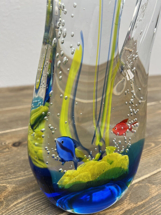 Colorful Murano Glass Nautical Fish Theme Pitcher Style Home Decor