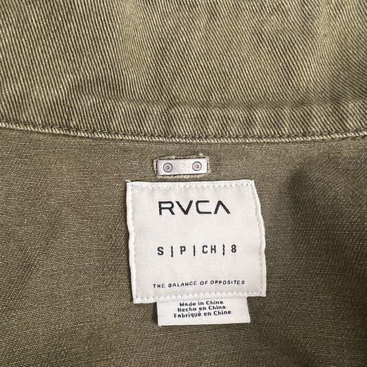 RVCA Jacket Women's Small Green Full Zip Cotton Zip Pockets