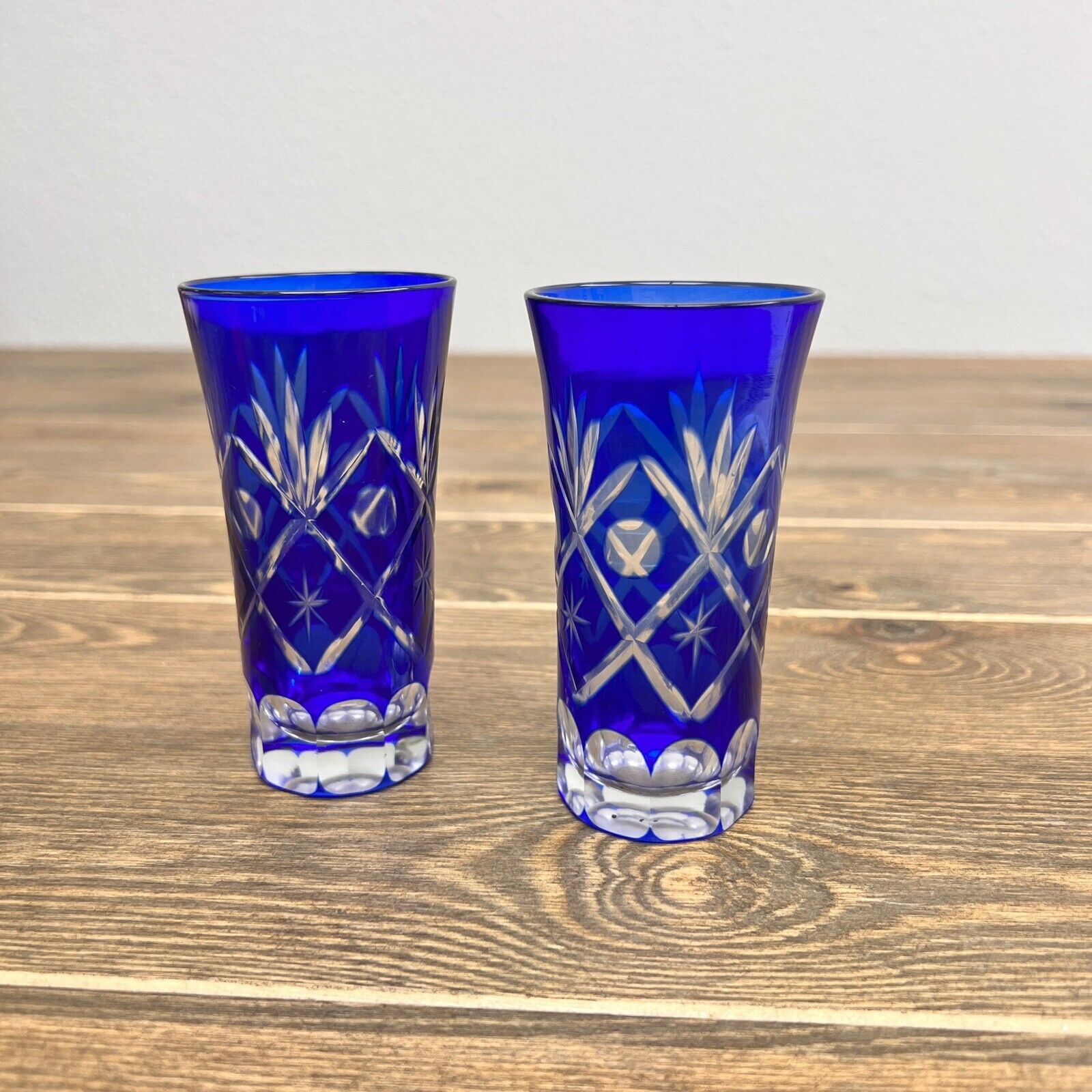 Edo Kiriko Glass Kiriko Glass 4" Tall Set of 2