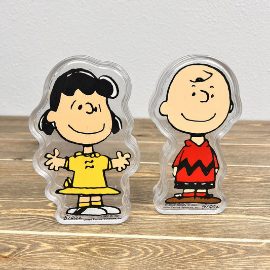 Peanuts Plastic Candy Containers Charley & Lucy 1989