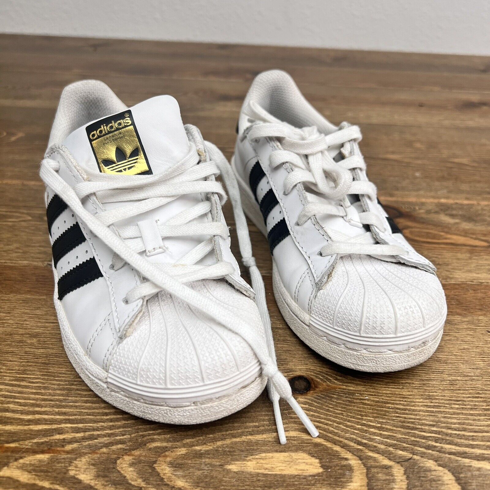 Adidas Superstar Black & White Shell Toe Kids Unisex Shoes Sz 1