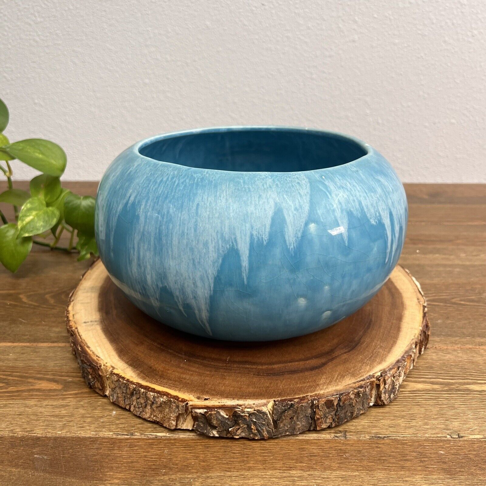 Towell Ceramics Pottery Drip Glaze Planter Sky Blue California