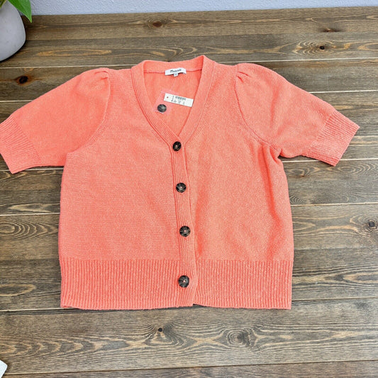 Madewell Pink Coral Short Sleeve Button Front Cardigan Women’s Size M