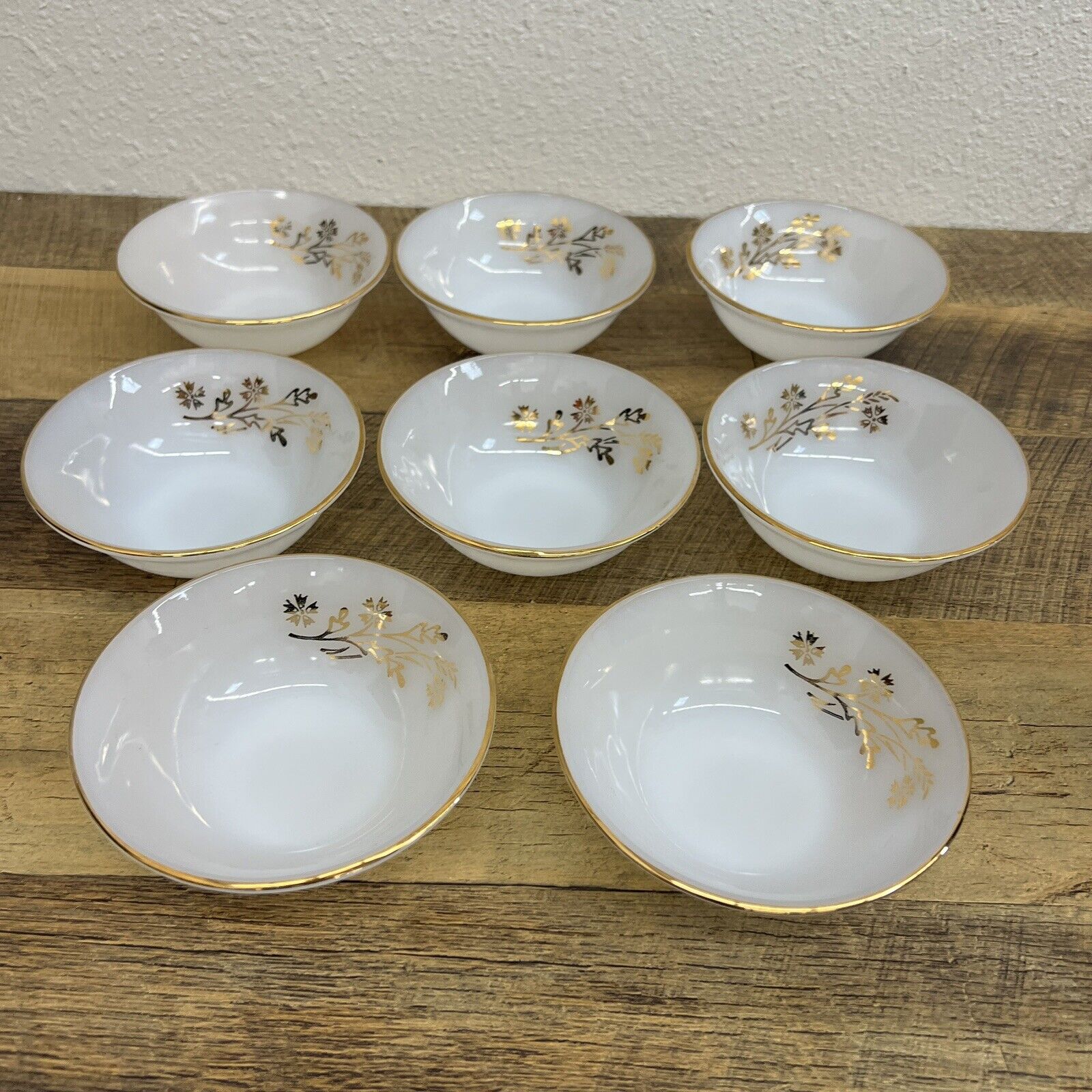 Vintage Federal Glass Company Meadow Gold Wheat Berry Bowls Set of 8