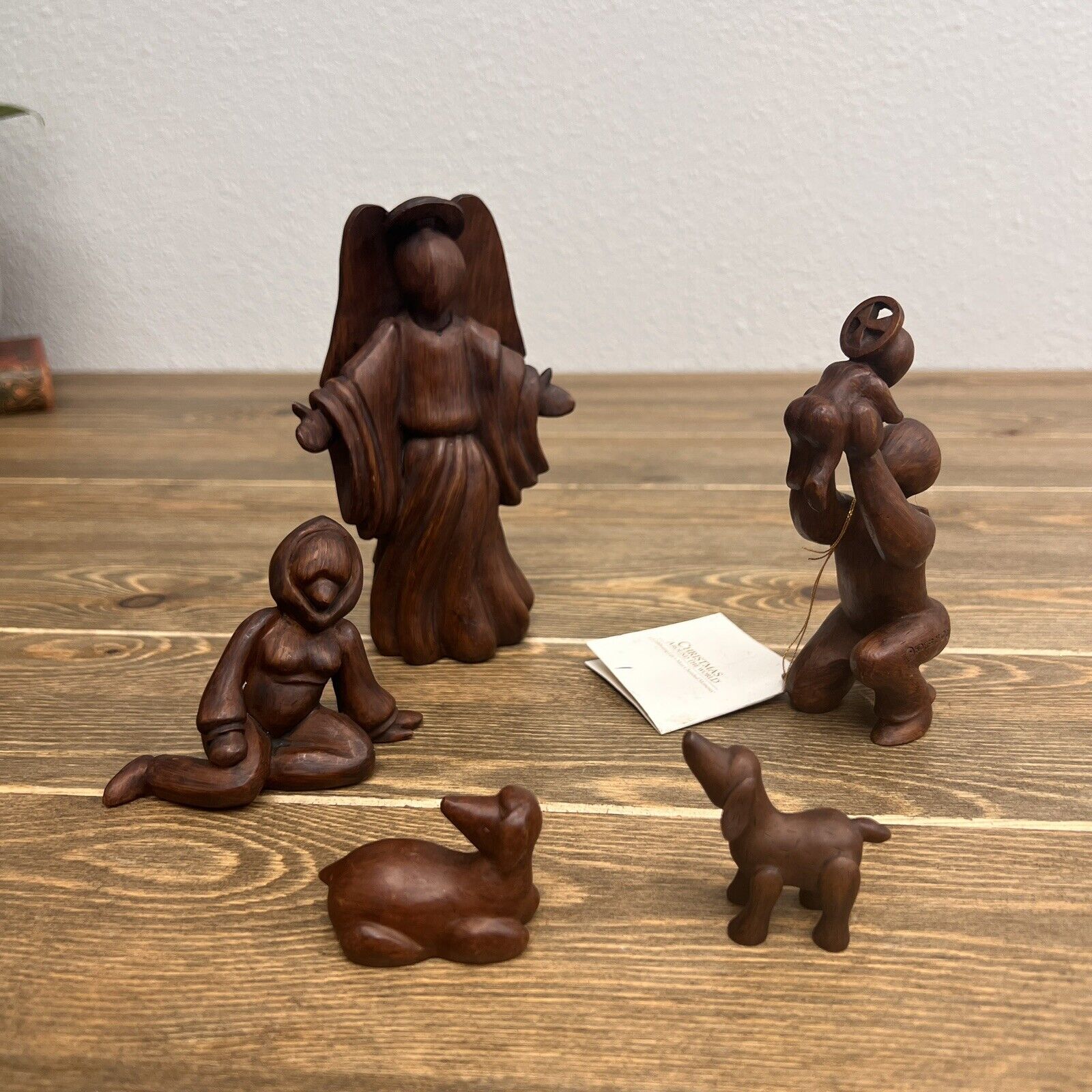 1999 House Of Lloyd Abstract Nativity Set of 5 Mary Christ Child Angel Animals