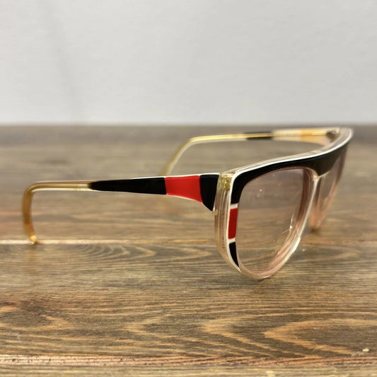 1980's Italian Vintage Women’s Glasses Cat Eye Mod Bold Retro Designer Red Black