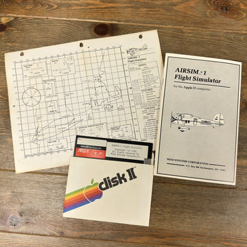 AIRSIM-1 Flight Simulator Mind Systems for Apple II Vintage 1981 Floppy Software