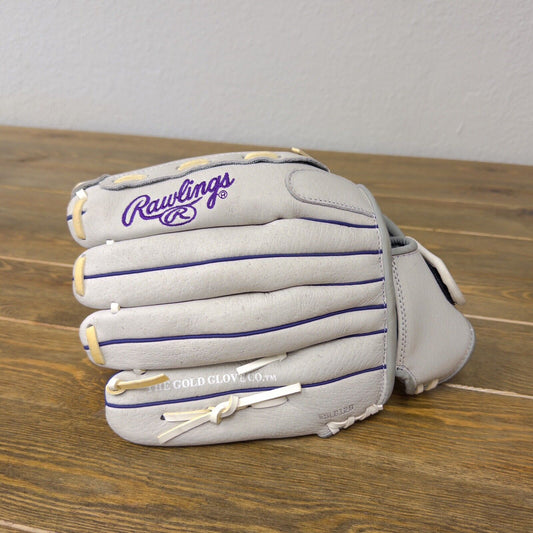 Rawlings Sure Catch Youth Softball Glove Size 12.5" RHT Purple & Gray Leather