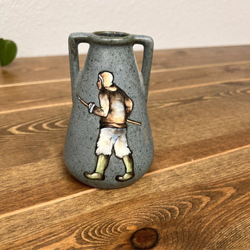 Vintage Stellmacher Teplitz Vase Austrian Bohemian Pottery Young Boy