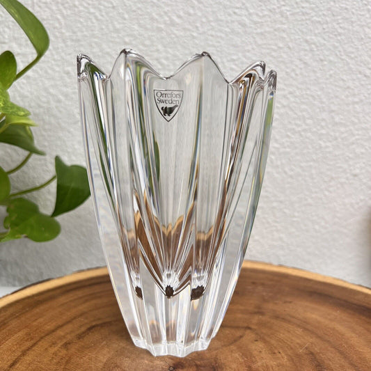 Vintage Orrefors Art Glass "Fleur" Vase Signed