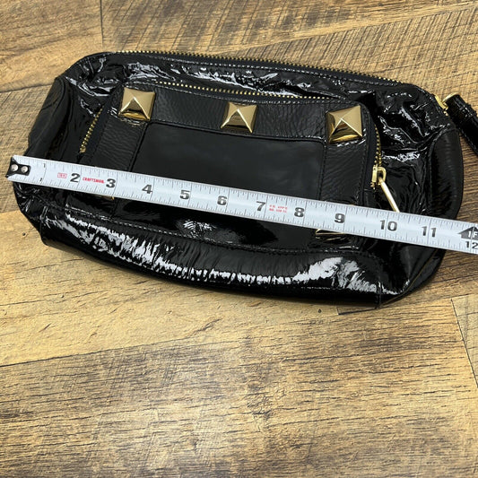 Franchi Collection Blk Patent Leather w/Lg. Gold Studded & Lg. Zipper Pull...