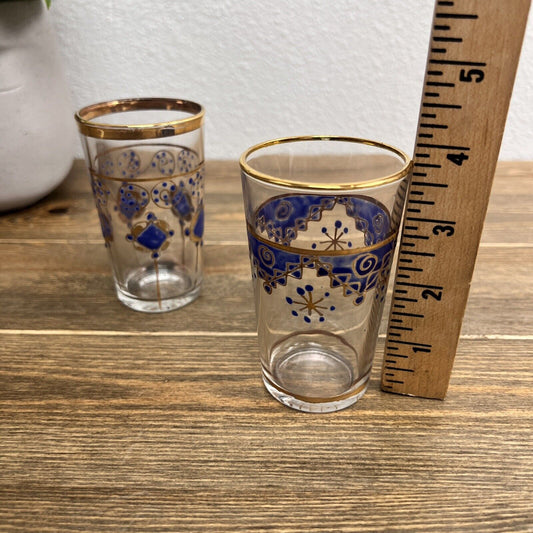 Vintage Cocktail Glass Blue Atomic Starburst Mid Century From París Set Of 2