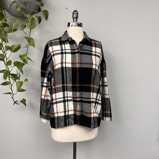 Madewell Flannel Bromley Boxy Shirt Hidden Button Front XS