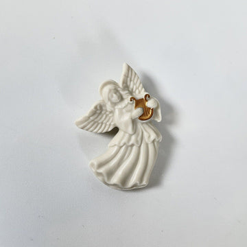 Lenox Porcelain Guardian Angel With Harp Pin/Brooch