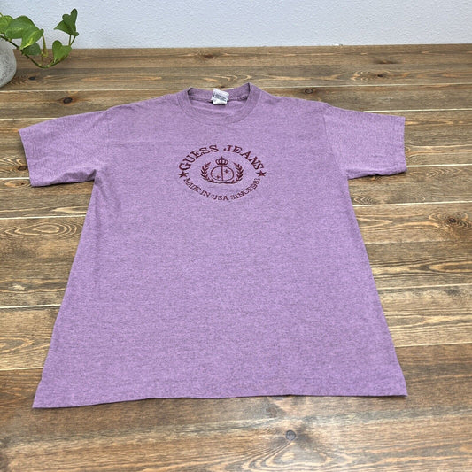 Vintage Guess Shirt Womens L Short Sleeve Guess Purple Made in USA