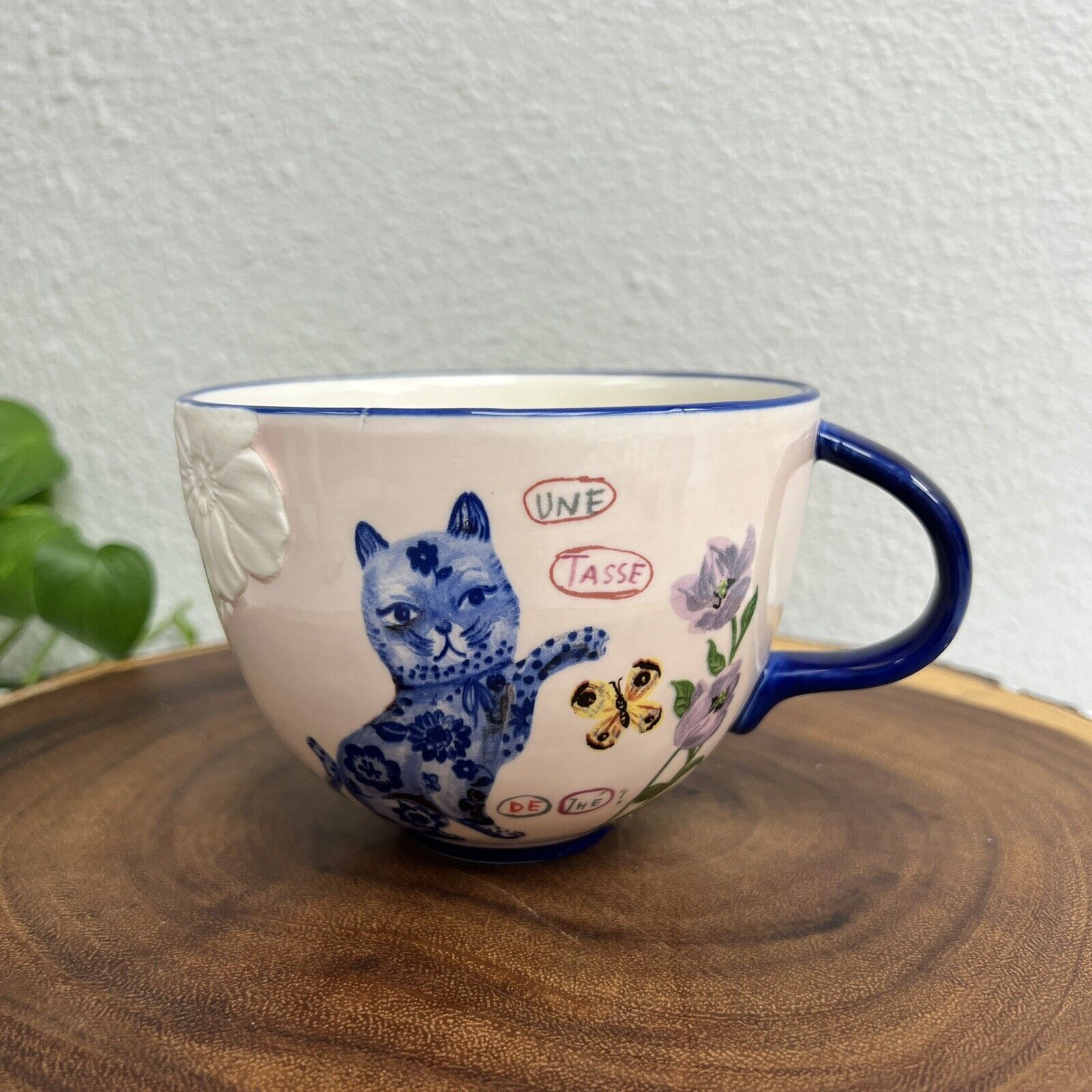 Anthropologie Nathalie Lete Titania Stoneware Cat Mug Large Cup