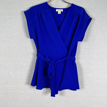 Fancy Monteau Royal Blue Blouse with Tie back XL