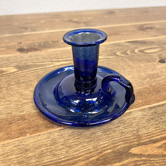 Vintage Cobalt Blue Glass Candle Stick Holders