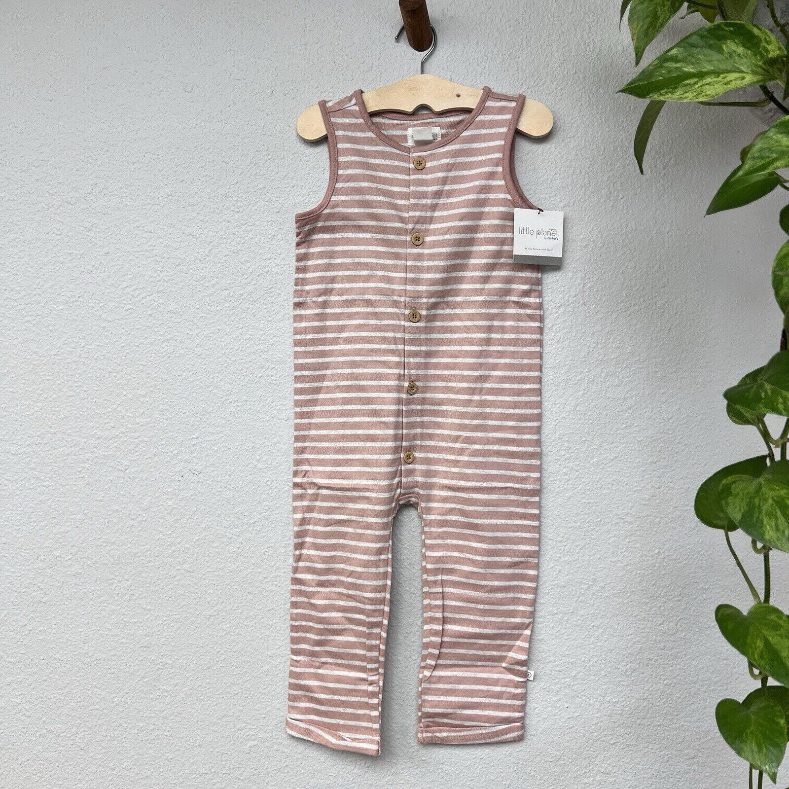 Little Planet by Carter's Pink Striped Romper Jumpsuit 1PC Girl Sz 3