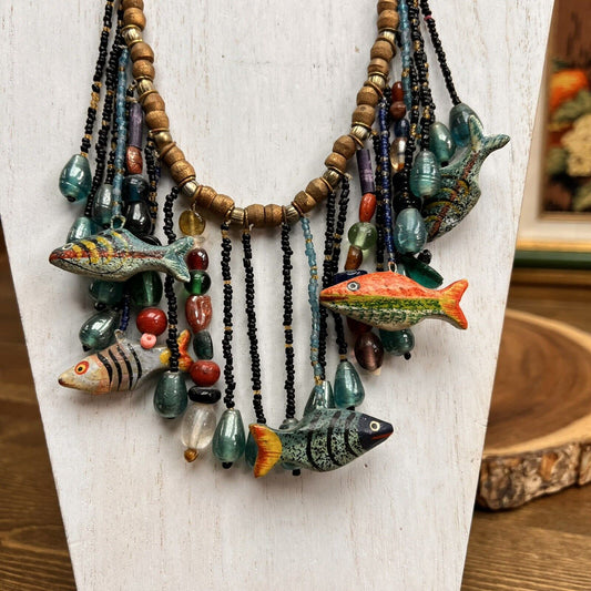 Bohemian Necklace Fish Art Glass Charm Pendants