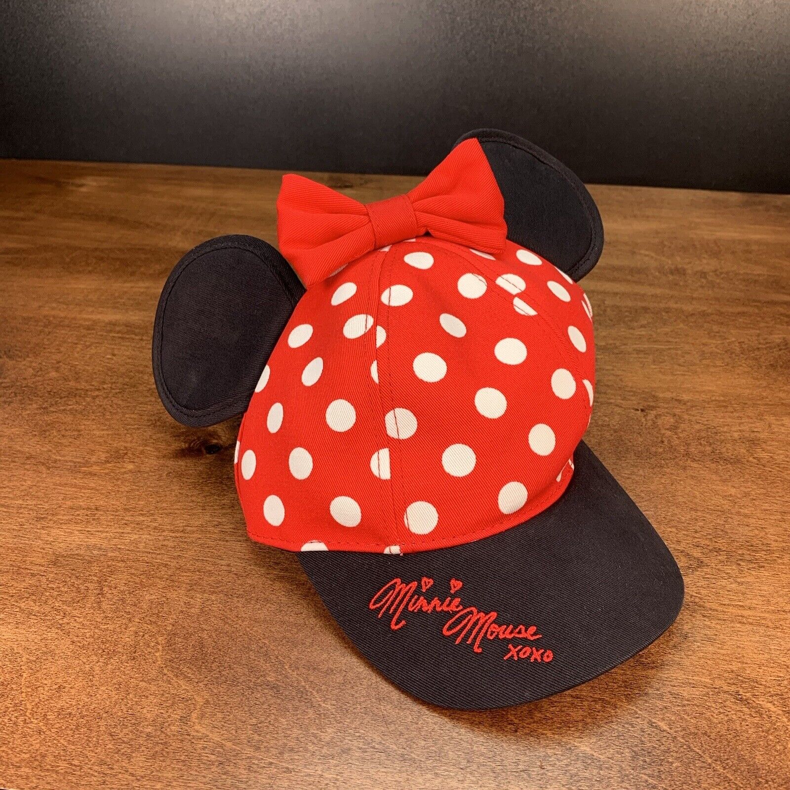 Disney Parks Minnie Mouse Youth Size Girls Ear Polka Dot Bow Cap Hat Disneyland