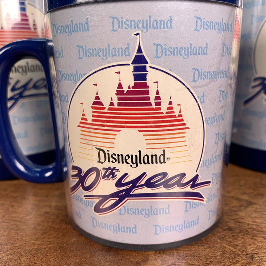 Vintage 1985 Souvenir Walt Disney World Mug Cups Thermo-Serv “30th Anniversary”