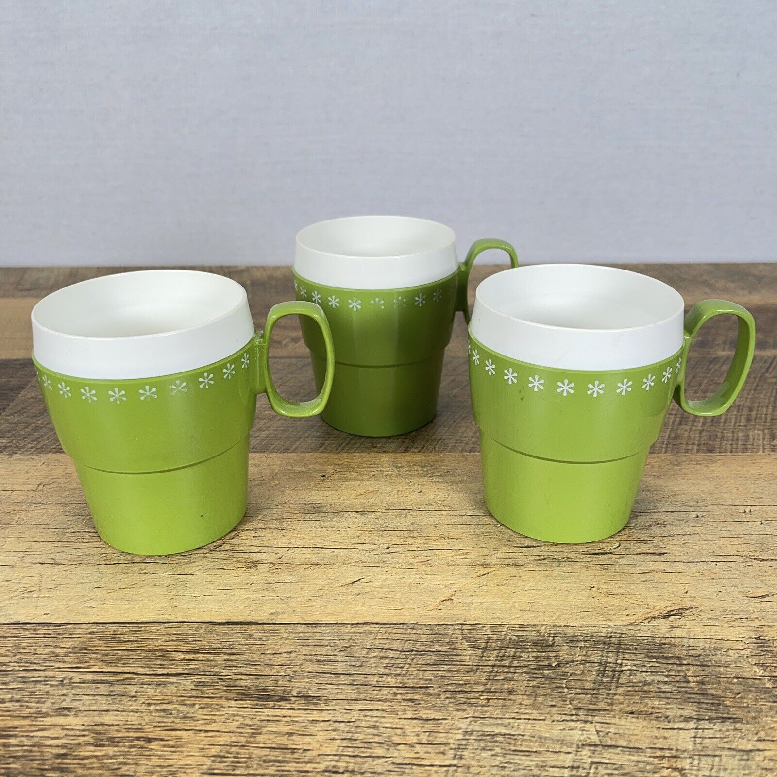 Mid-Century New-Mar Coffee Mugs/Cups Green Set Of 3