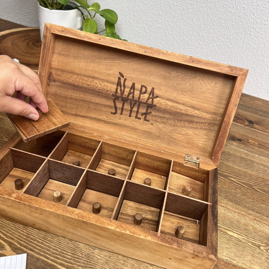 Napa Style Wood Spice Tea Storage Box